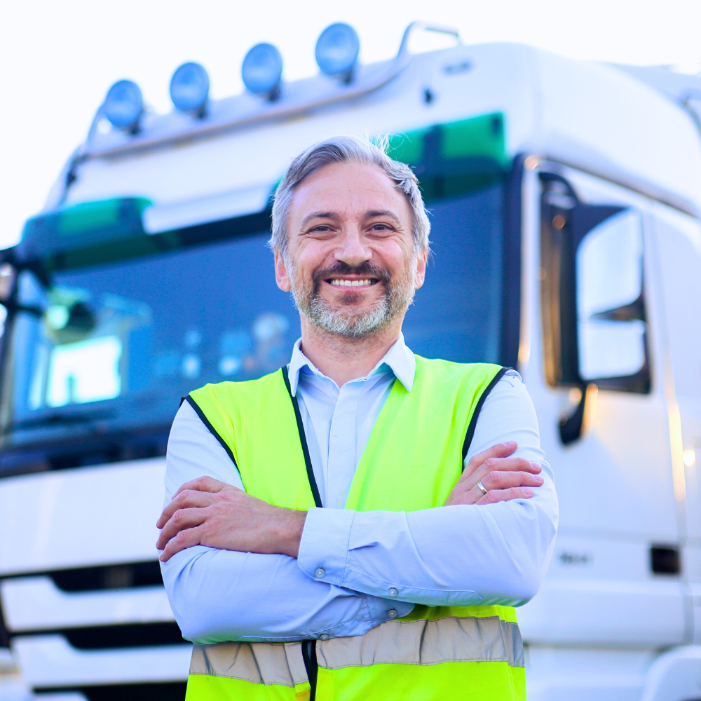 Zadowolony kierowca ze zdanych psychotestów w Lublinie.